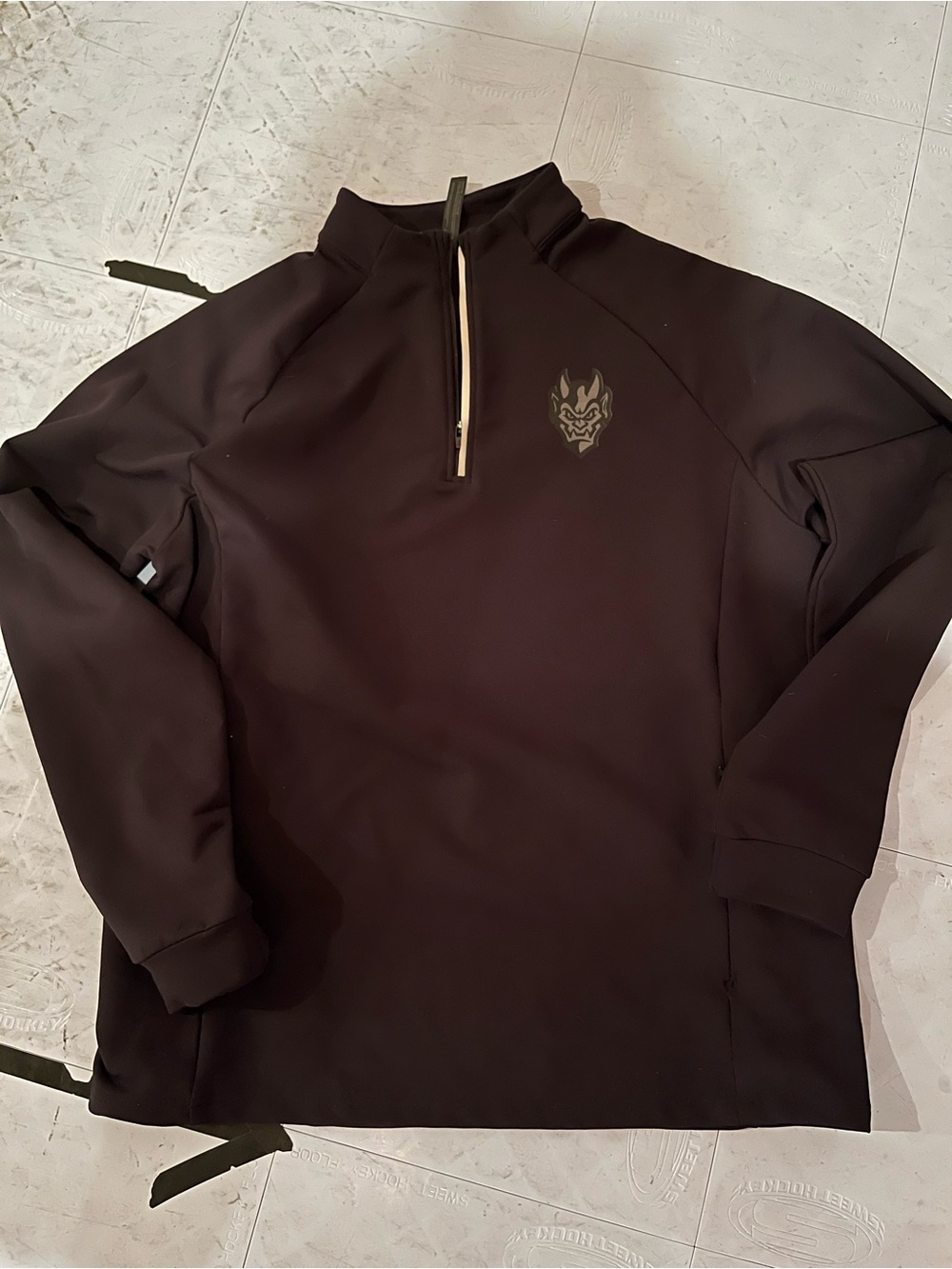 Men's Black Quarter-Zip Lightweight with Subtle Emblem